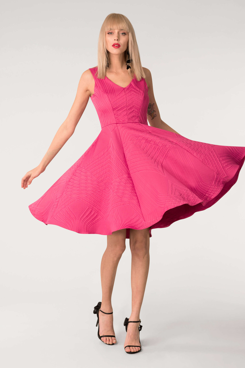 Women's Pink Sleeveless Skater Dress